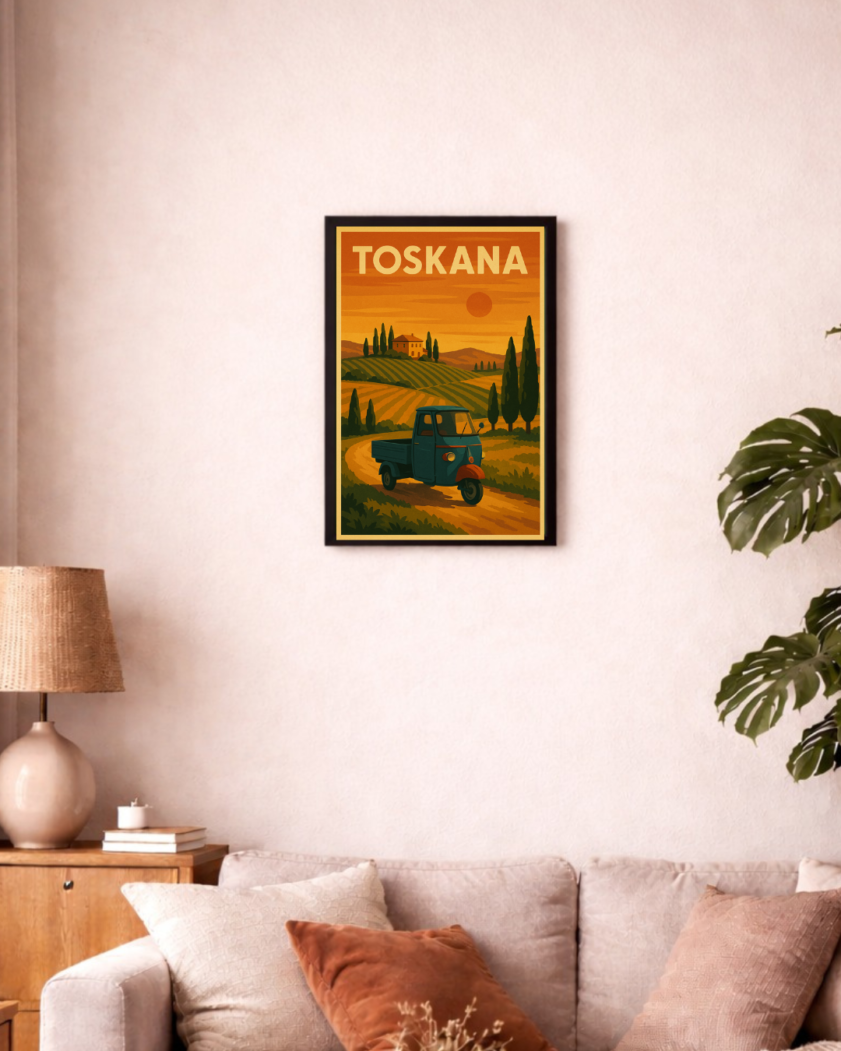 Toskana Retro-Reiseposter