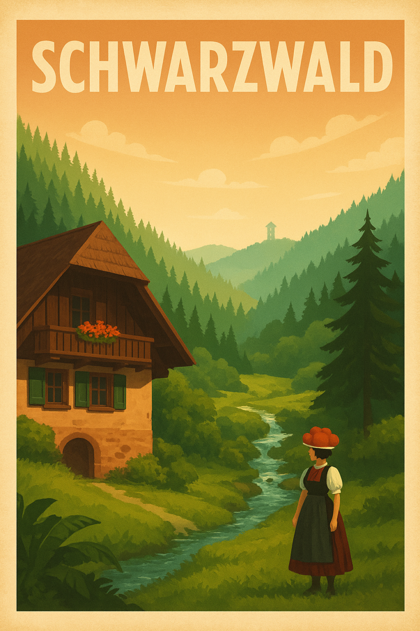 Schwarzwald Retro-Reiseposter