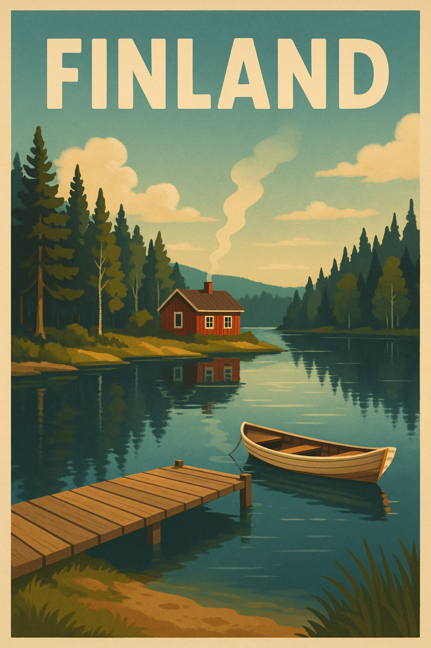 Finnland Retro-Reiseposter