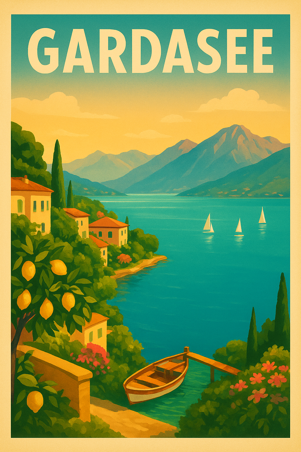 Gardaseee Retro-Reiseposter