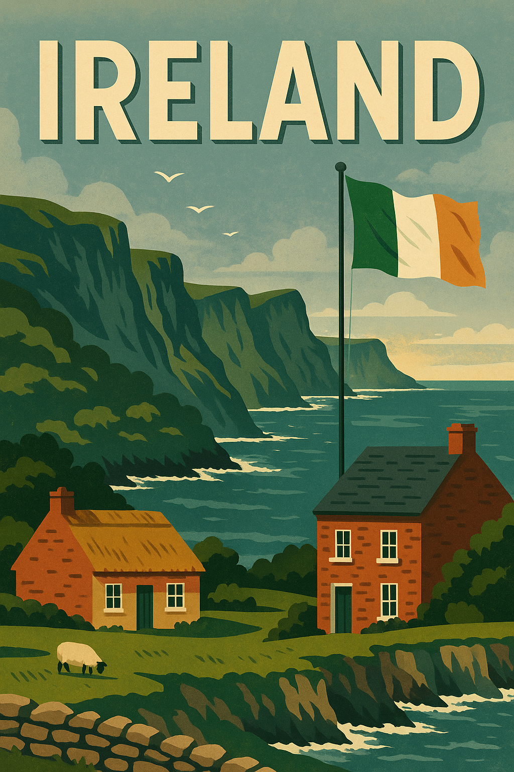 Irland Retro-Reiseposter