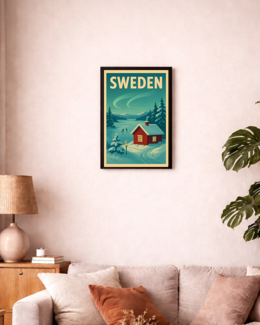 Schweden Retro-Reiseposter