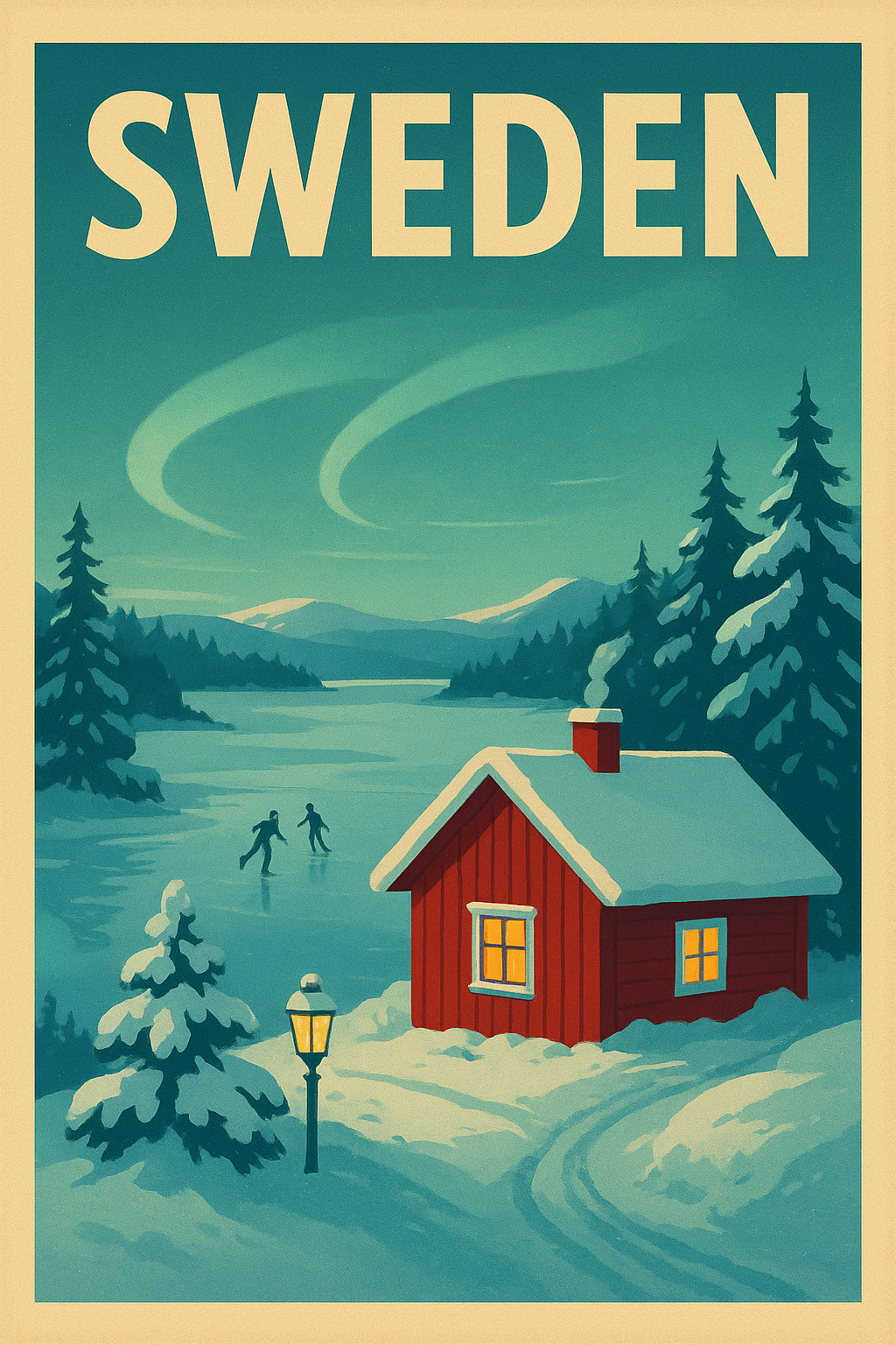 Schweden Retro-Reiseposter