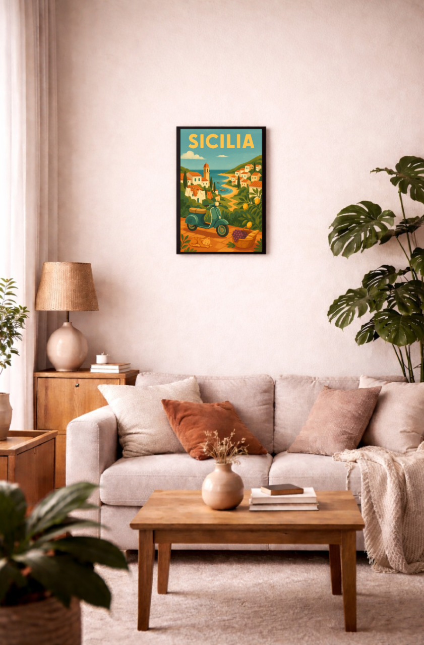 Sizilien Retro-Reiseposter