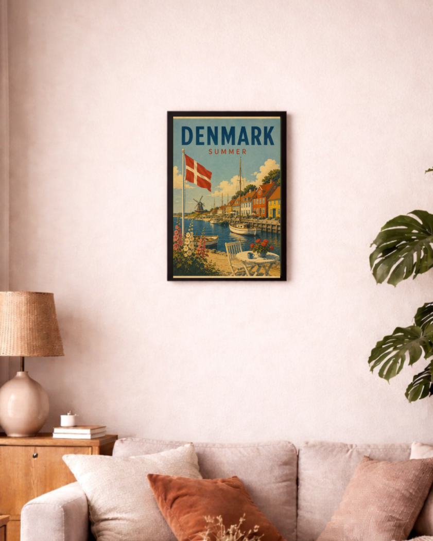Denmark Summer Retro-Reiseposter